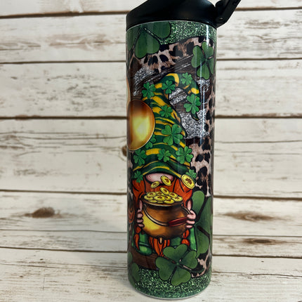 20_oz_Skinny_Duo_Fantasy_3_Gnomes_Green_n_Silver_shown_with_black_flip_lid 2nd View