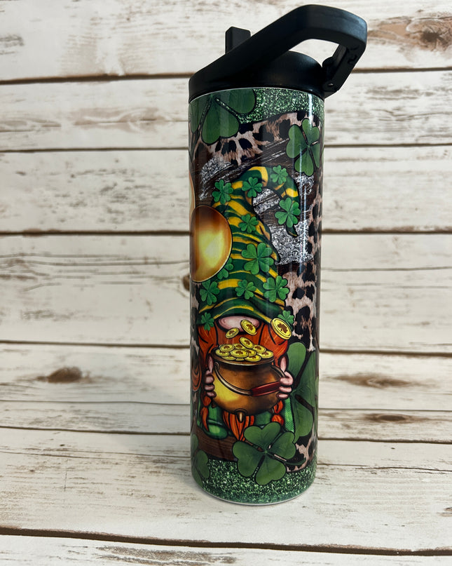 20_oz_Skinny_Duo_Fantasy_3_Gnomes_Green_n_Silver_shown_with_black_flip_lid 2nd View