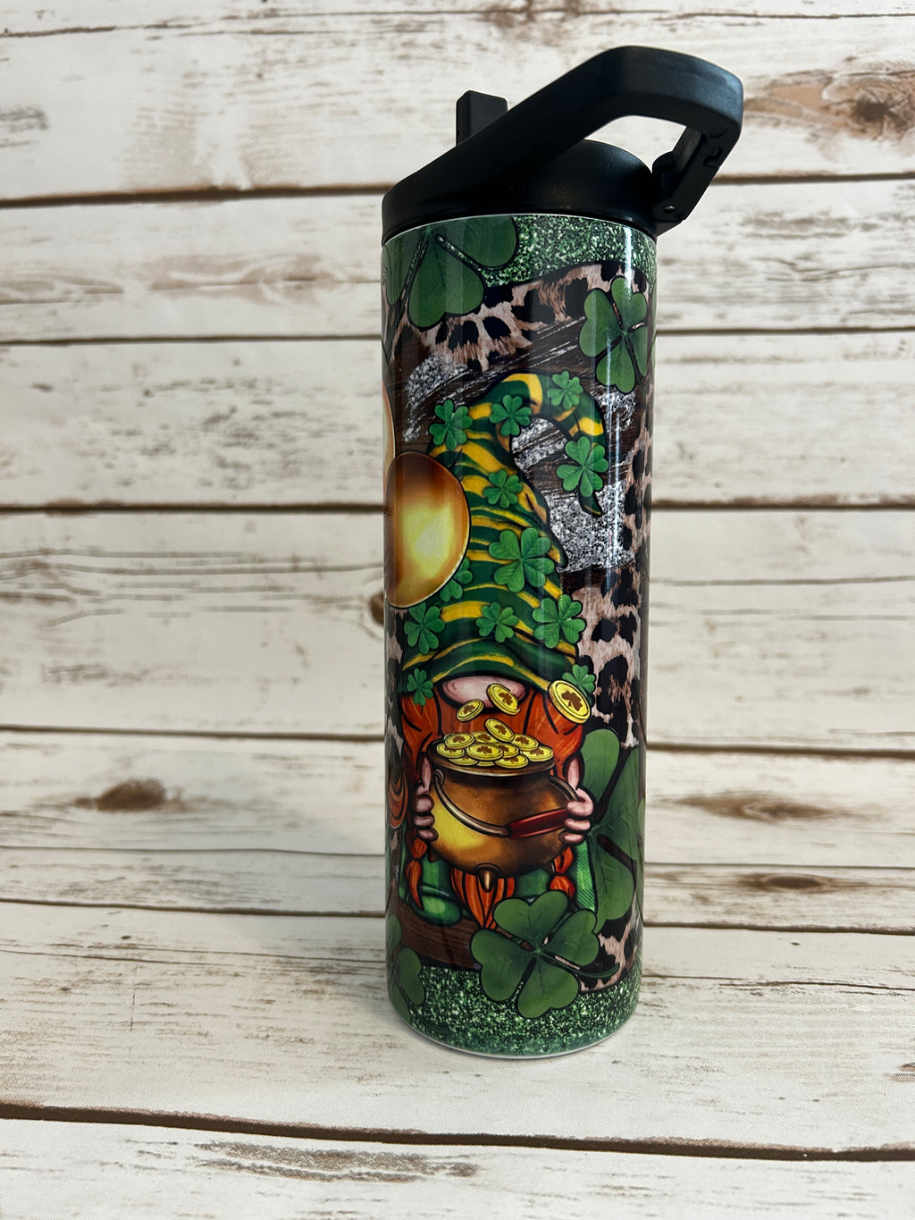 20_oz_Skinny_Duo_Fantasy_3_Gnomes_Green_n_Silver_shown_with_black_flip_lid 2nd View