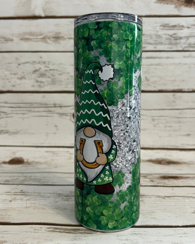 Another View Brilliant 4-Leaf Clovers featuring Adorable Gnomes 20 oz Skinny Tumbler