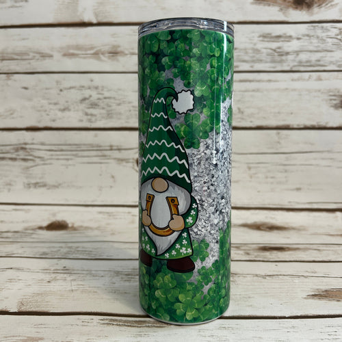 Another View Brilliant 4-Leaf Clovers featuring Adorable Gnomes 20 oz Skinny Tumbler