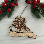 Wooden Cardinal ornament with personalization and Maple and Mahogany wood by Cactus Air Designs