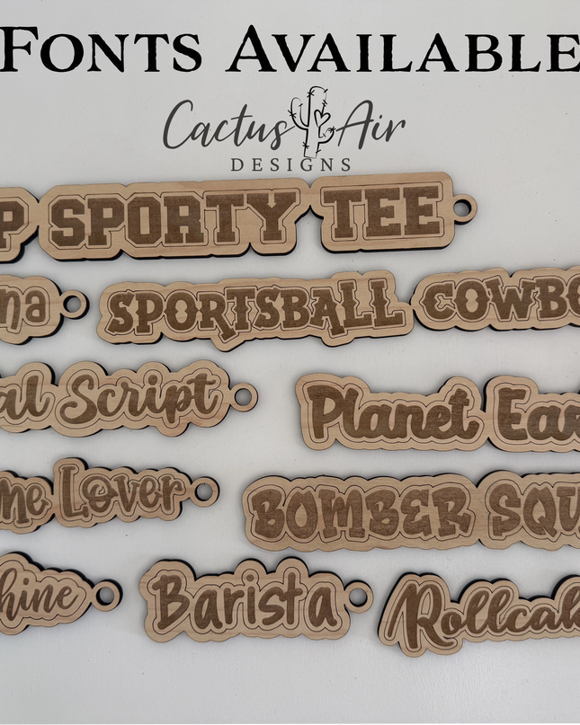 The 10 fonts available for designs with Cactus Air Designs
