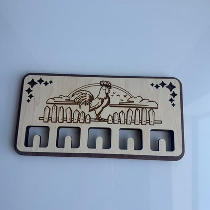 Farmhouse Rooster Key Holder – Laser Cut Wall Organizer