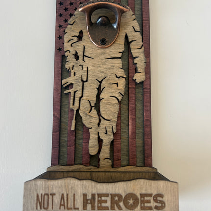 Not all Heroes wear Capes Bottle Opener with Catcher - Front View
