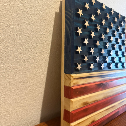 xTraditional Flag with burned wood - Side view #2