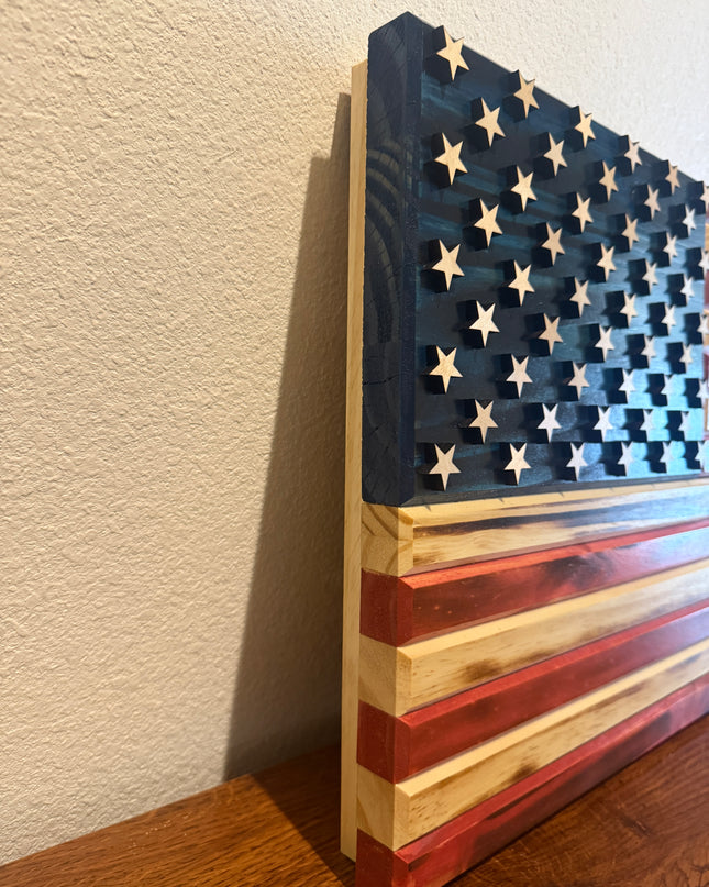 xTraditional Flag with burned wood - Side view #2