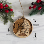 Wooden Christmas ornament with Santa Claus design, layered wood finish, and text 'Twas the Night Before Christmas'.