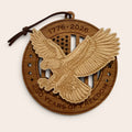 USA 250th Anniversary Bald Eagle laser cut wood ornament Premium Cherry plywood back Premium Maple plywood front handmade in Arizona