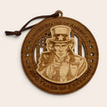 USA 250th Anniversary Uncle Sam laser cut wood ornament Premium Cherry plywood back Premium Maple plywood front handmade in Arizona