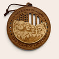 USA 250th Anniversary Mount Rushmore laser cut wood ornament Premium Cherry plywood back Premium Maple plywood front handmade in Arizona