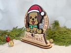 Layered wooden puppy Christmas countdown sign in festive colors