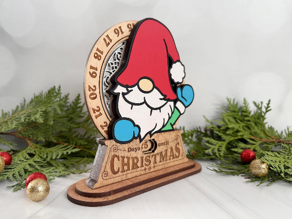 Layered wooden gnome Christmas countdown sign made from 1/4 inch wood