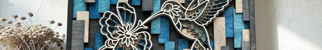 Hummingbird Layered Wood Wall Art | 3D Wood Wall Decor - Wall Art - Cactus Air Designs