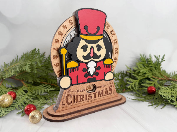 Nutcracker character wooden Christmas countdown décor with engraved base
