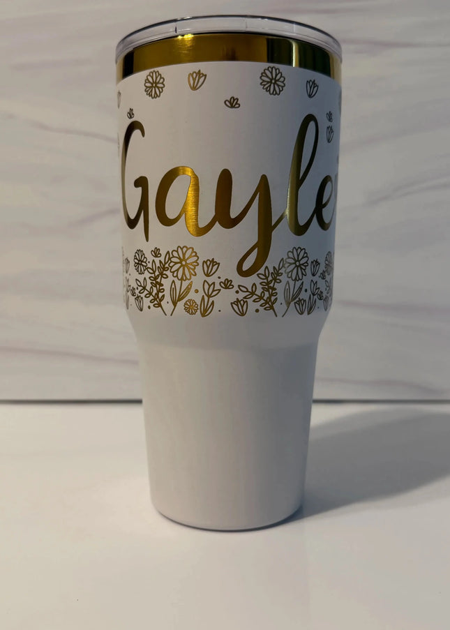 Personalized Floral Meadow Tumbler | Laser-Engraved Electroplated - Personalized Engraved Electroplated Tumblers - Cactus Air Designs