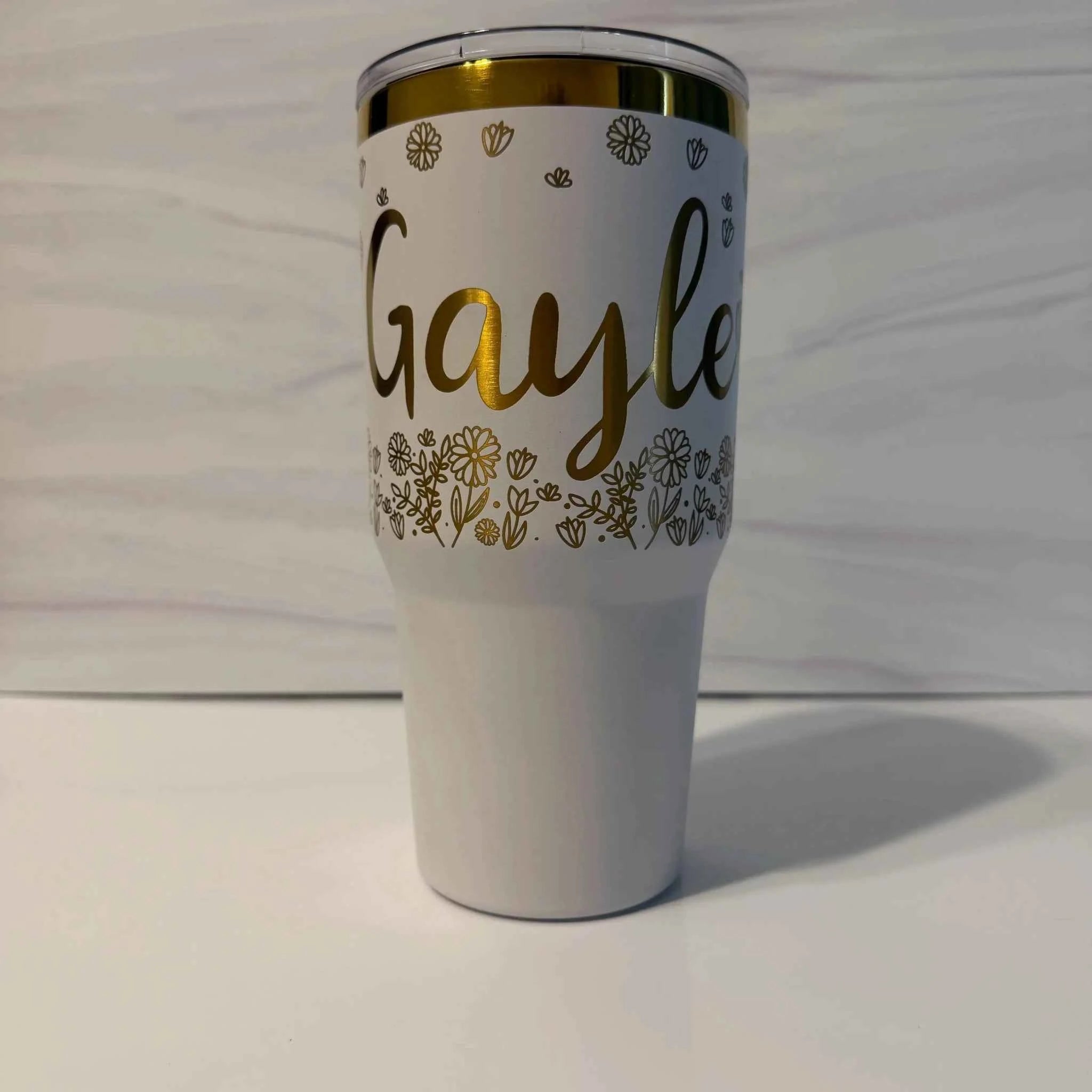 Personalized Floral Meadow Tumbler | Laser-Engraved Electroplated
