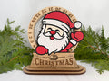 Hand-painted wooden Santa Christmas countdown decoration with engraved details