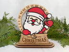 Hand-painted wooden Santa Christmas countdown decoration with engraved details