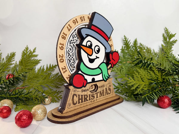 Cute snowman wooden Christmas countdown sign made from 1/4 inch wood.