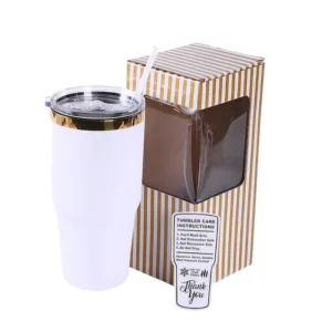 30 oz White and Gold Tumbler