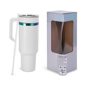 40 oz White and Rainbow Electroplated Tumbler