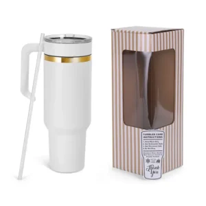 40 oz White and Gold Electroplated Tumbler