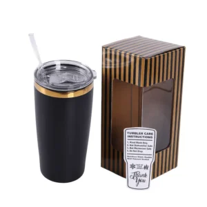 20 oz Tapered black and gold electroplate