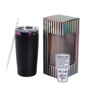 20 oz Tapered black and rainbow electroplate