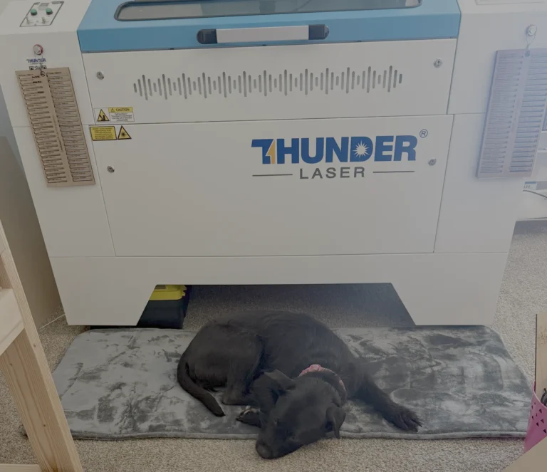Lucy, the Cactus Air Designs quality control manager, napping on the job in the Arizona studio