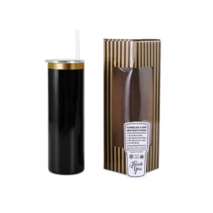 20 oz Skinny black and gold electroplate tumbler
