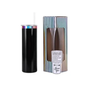 20 oz Skinny black and rainbow electroplate tumbler