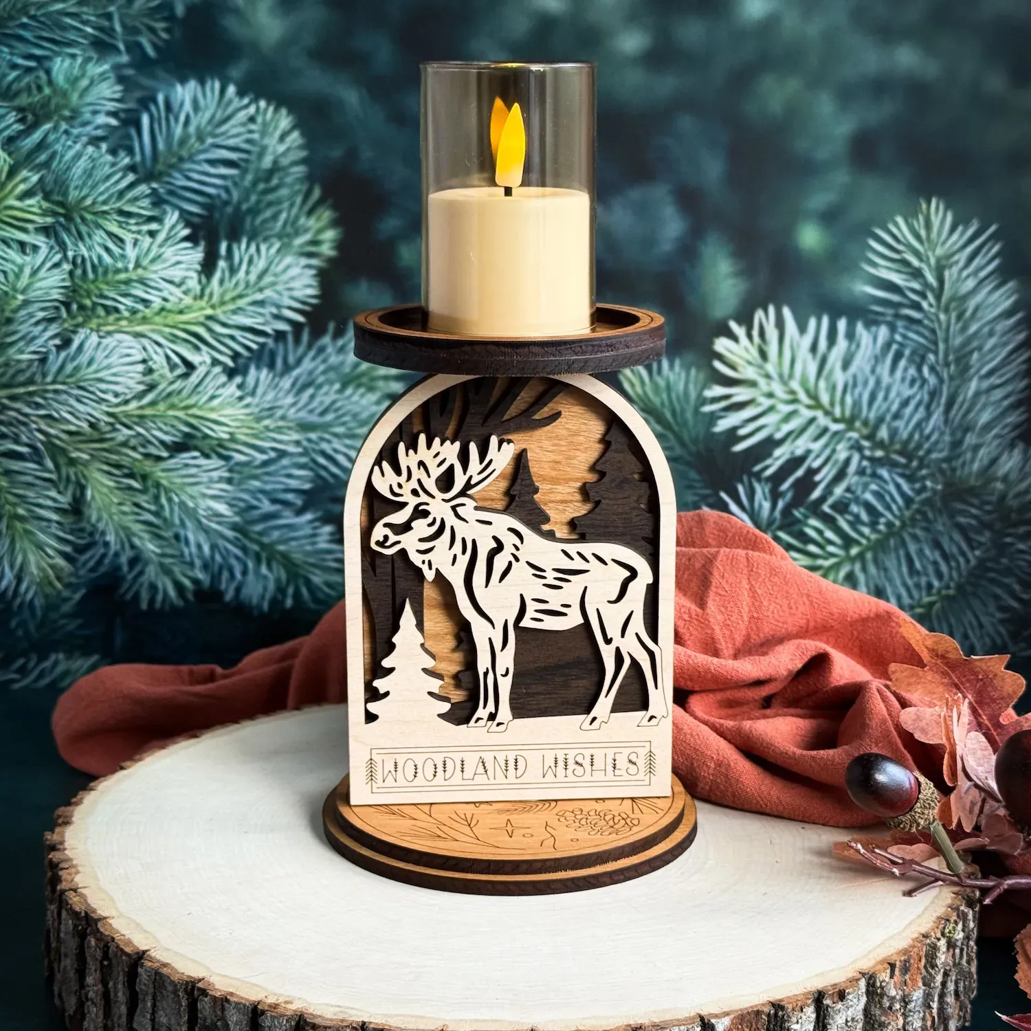 Moose Woodland Candle Holder