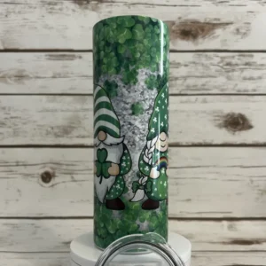 gnome and clovers tumbler fourth angle back of full wrap design