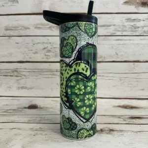 gorgeous green hearts tumbler fourth angle leopard print clover hearts