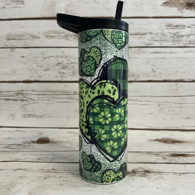 gorgeous green hearts tumbler fourth angle leopard print clover hearts