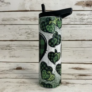 gorgeous green hearts tumbler third angle full wrap hearts design