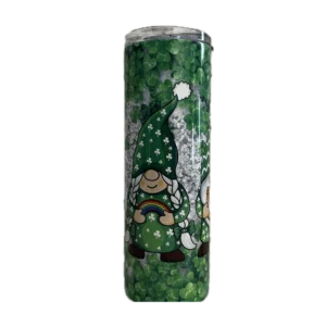 st patricks day gnome tumbler shimmer iridescent 20oz skinny cactus air designs